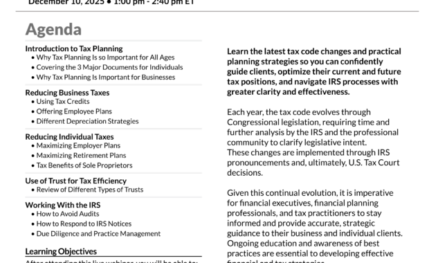 Tax planning strategies webinar